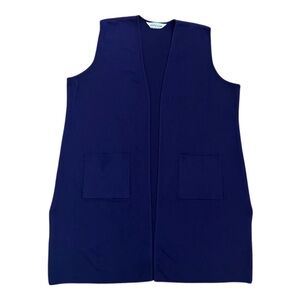 Misook Long Open Vest In Dark Purple With Pockets